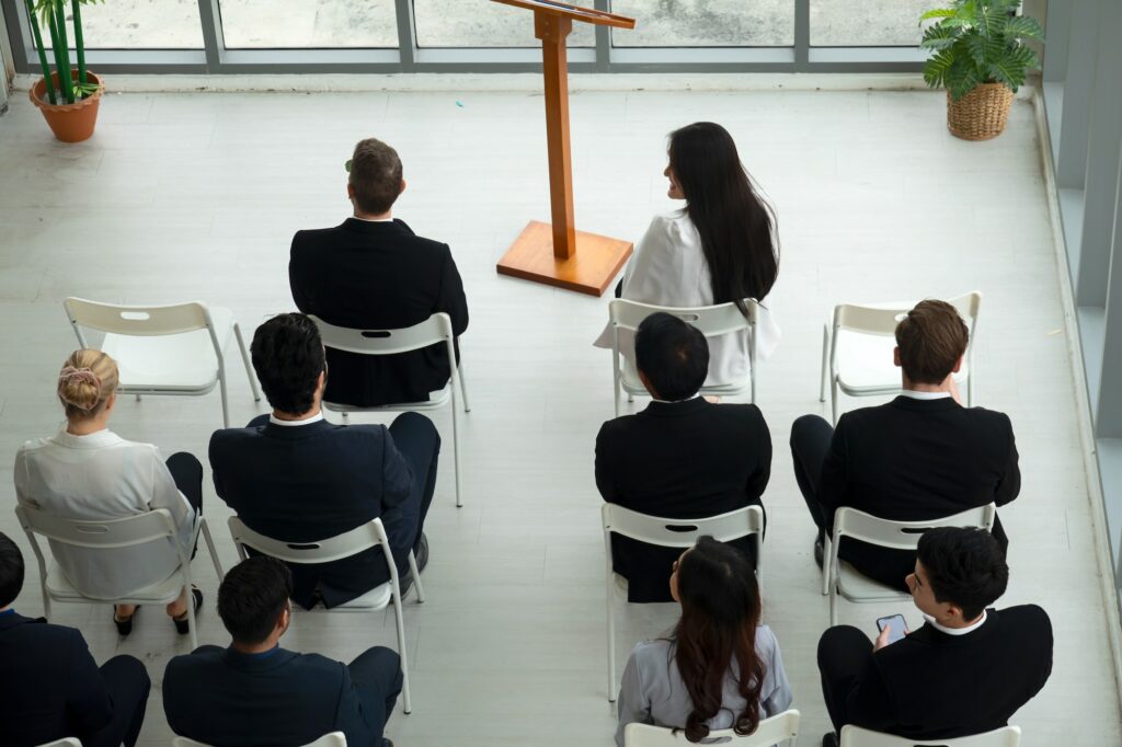 Diverse people in a seminar